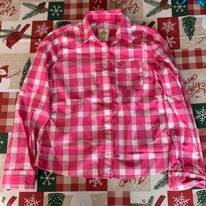 Pink Plaid Hollister Button Down Shirt